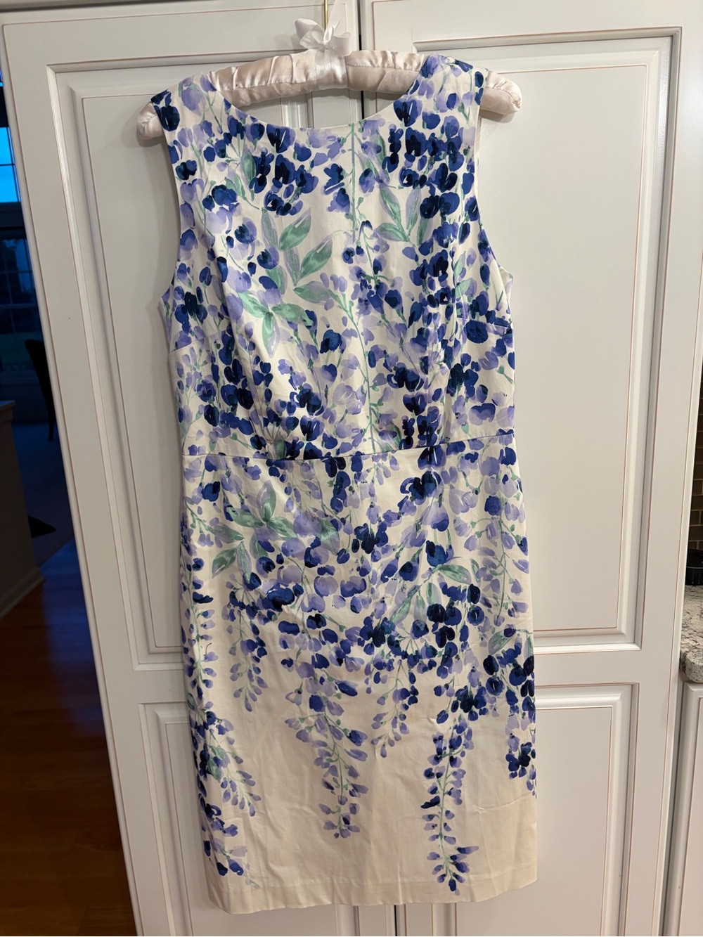 Talbots White Midi Dress with Blue & Green Floral Print